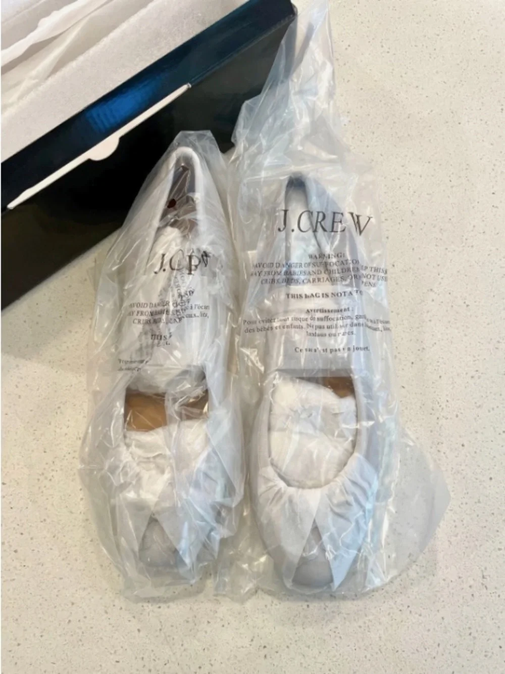 NWT J. Crew Women's Light Blue Suede Ballet Flats with Bow